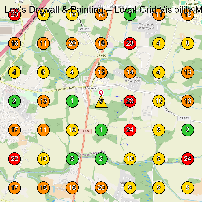 Leo's Drywall & Painting Dry Wall Contractor GeoGrid ranking map for None